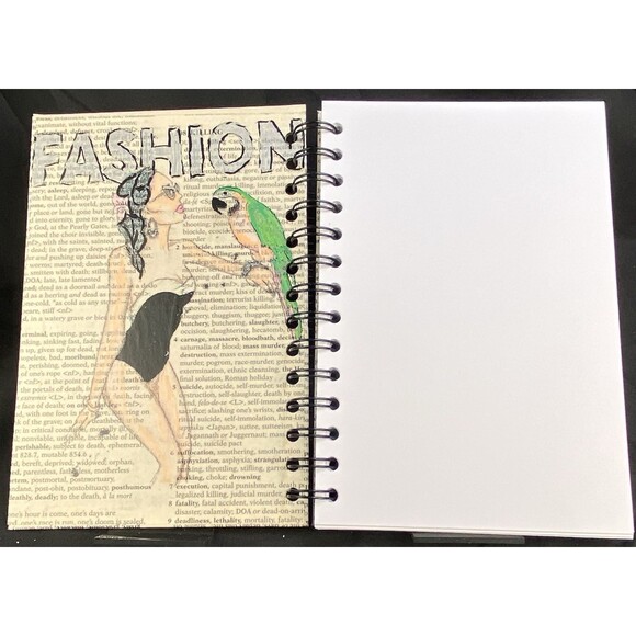 Journal Unique Women's/Teen's Fashion Designs Handmade Upcycle Spiral Notebook - Picture 2 of 7